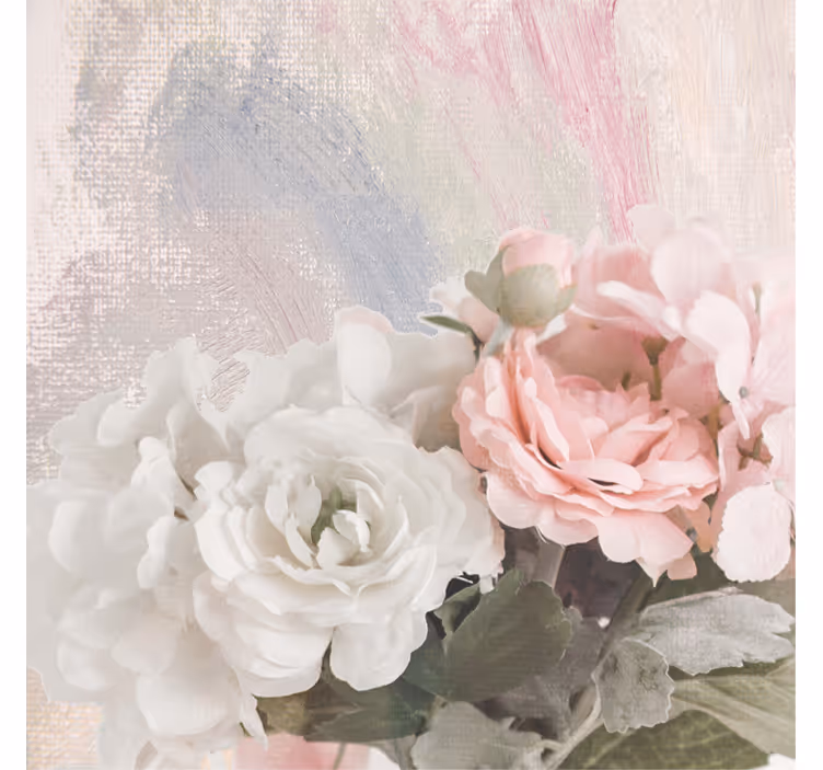 Estor enrollable salón flores blancas y rosas estilo vintage - TenVinilo