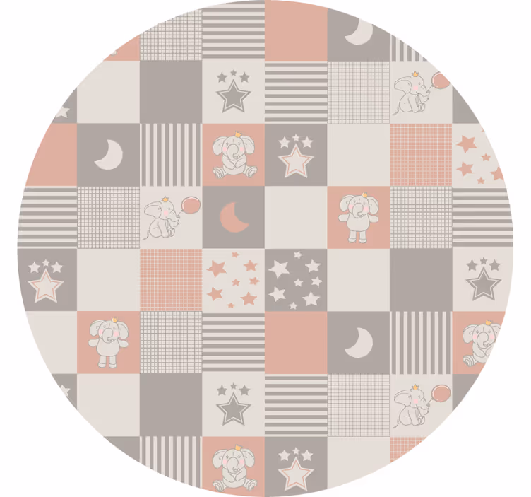 Estor enrollable habitación azulejos nórdicos con elefantes - TenVinilo