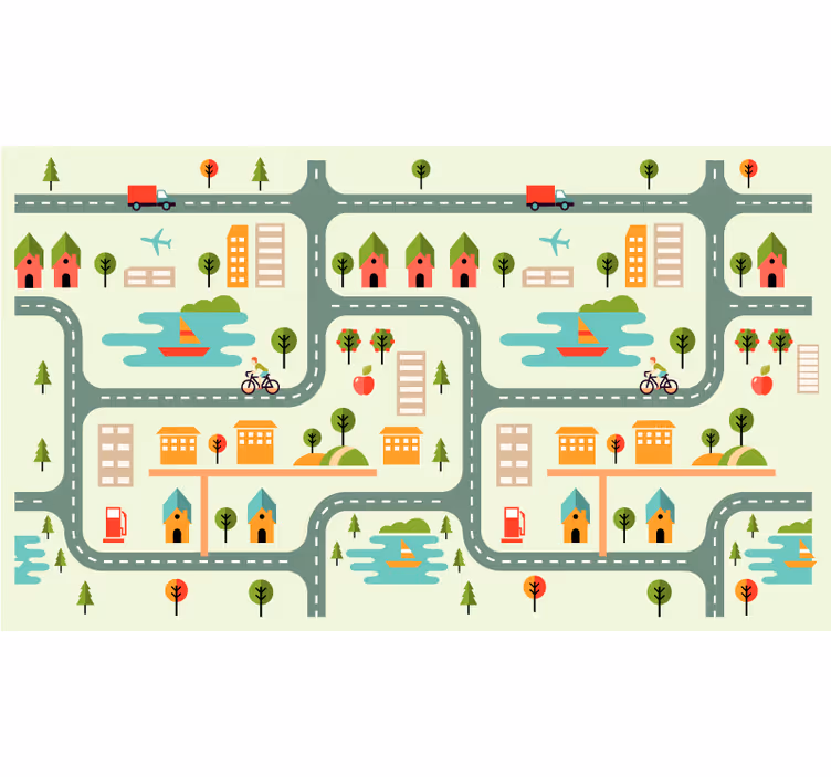 Estor enrollable infantil alfombra de juego carretera - TenVinilo