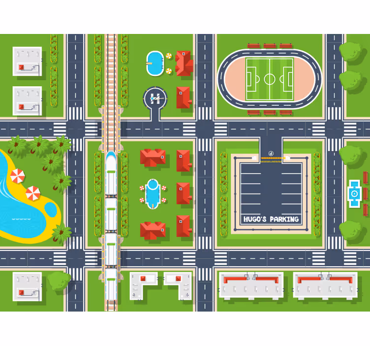 Estor enrollable infantil parking con nombre - TenVinilo