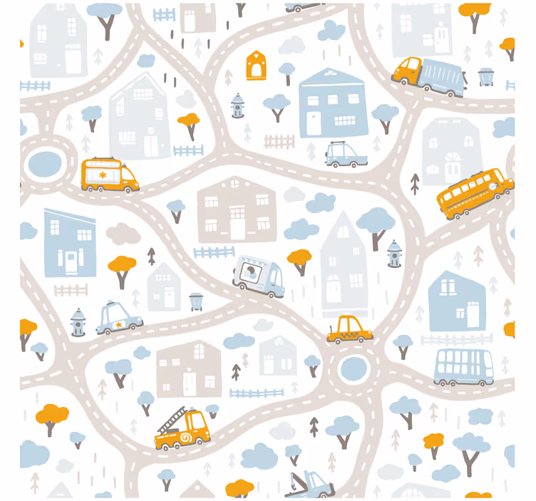 Estor enrollable infantil mapa de carreteras doodle - TenVinilo