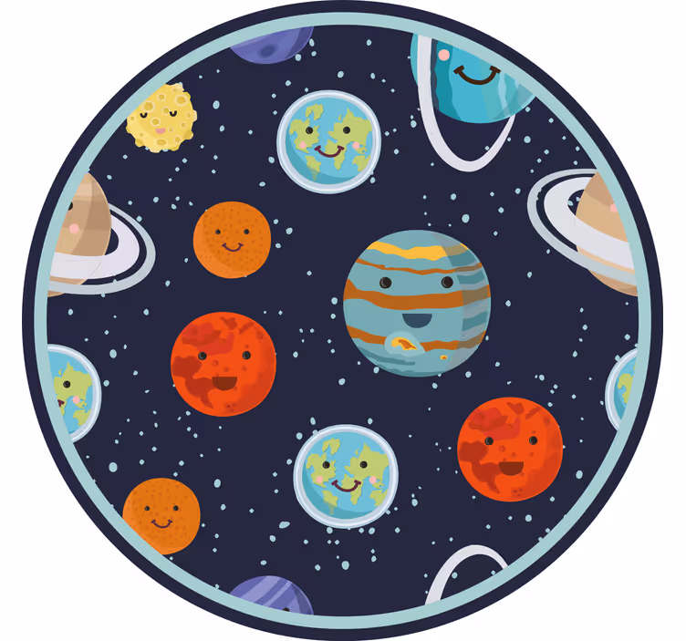 Estor enrollable infantil círculo de planetas sonrientes - TenVinilo