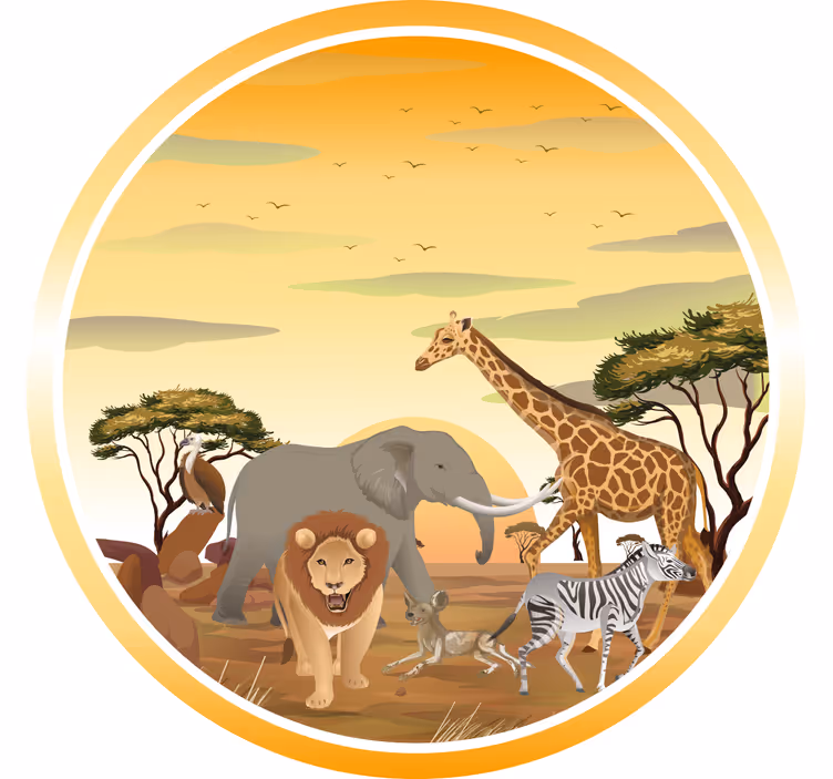 Estor enrollable infantil animales africanos con plantas - TenVinilo