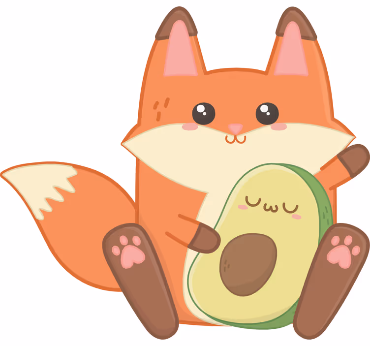 Estor enrollable infantil zorro kawaii con aguacate - TenVinilo
