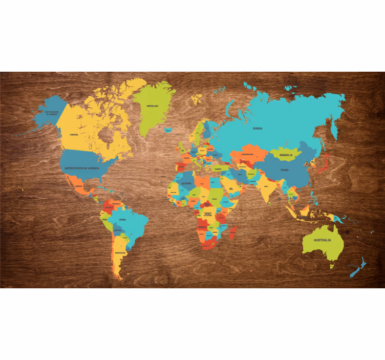 Estor enrollable infantil mapa mundi tríptico de madera - TenVinilo