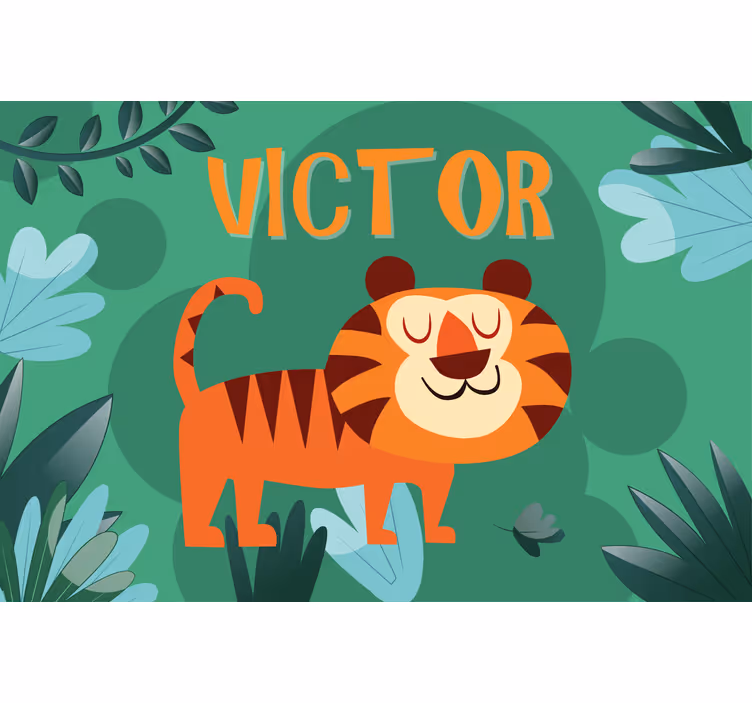 Estor enrollable infantil tigre lindo para niño con nombre - TenVinilo