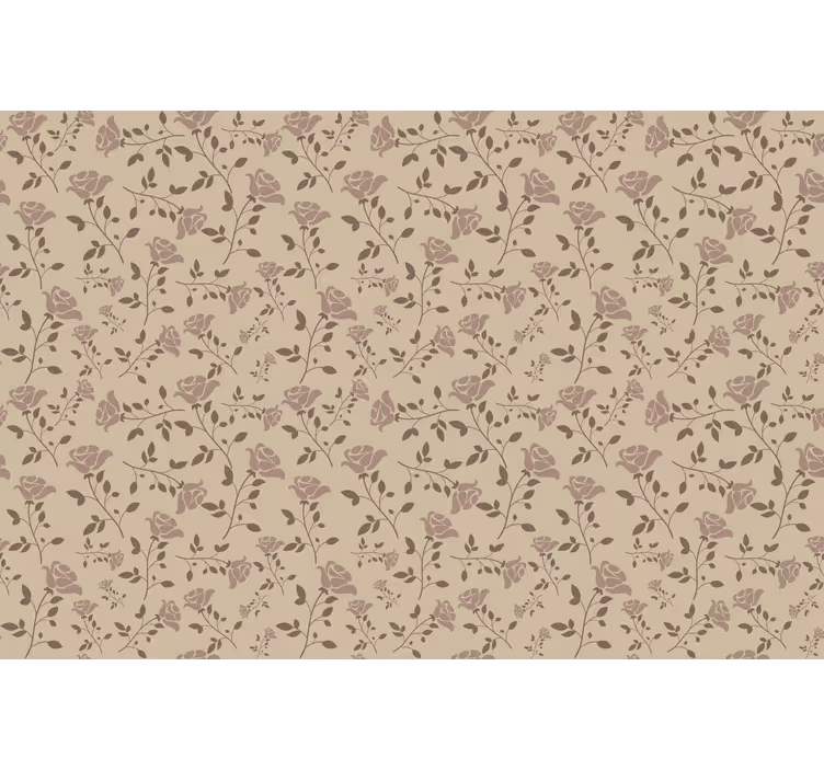 Estor enrollable beige con patrón de rosa vintage marrón - TenVinilo