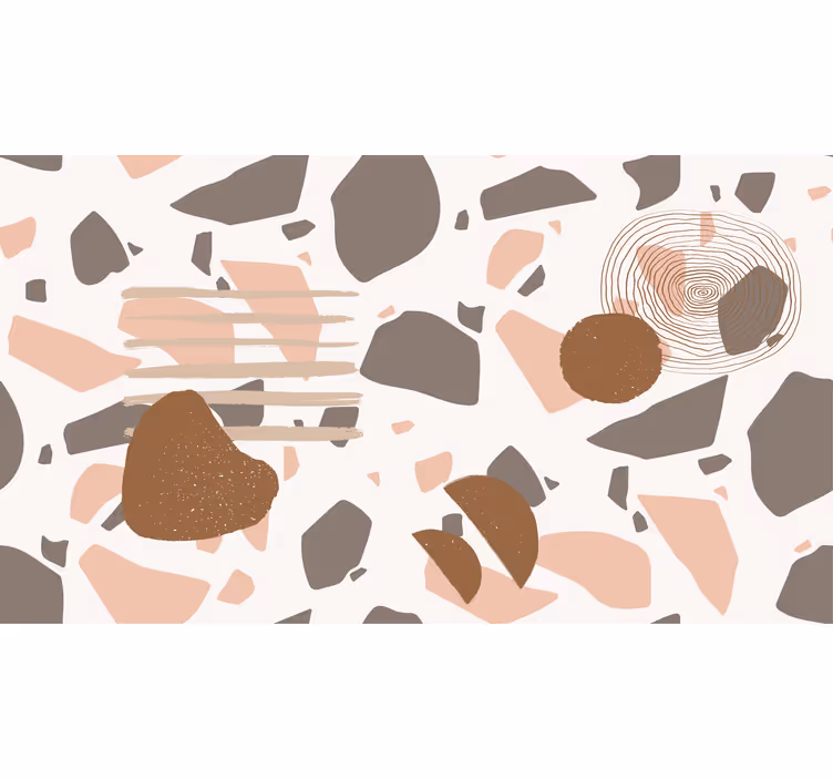 Estor enrollable blanco pastel terrazzo con figuras - TenVinilo