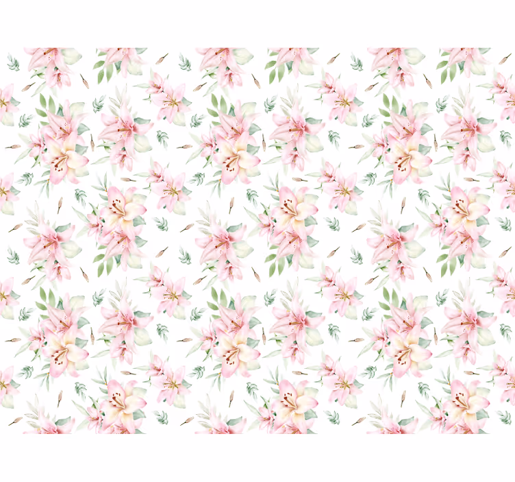 Estor enrollable blanco diseño floral lirios acuarelados - TenVinilo