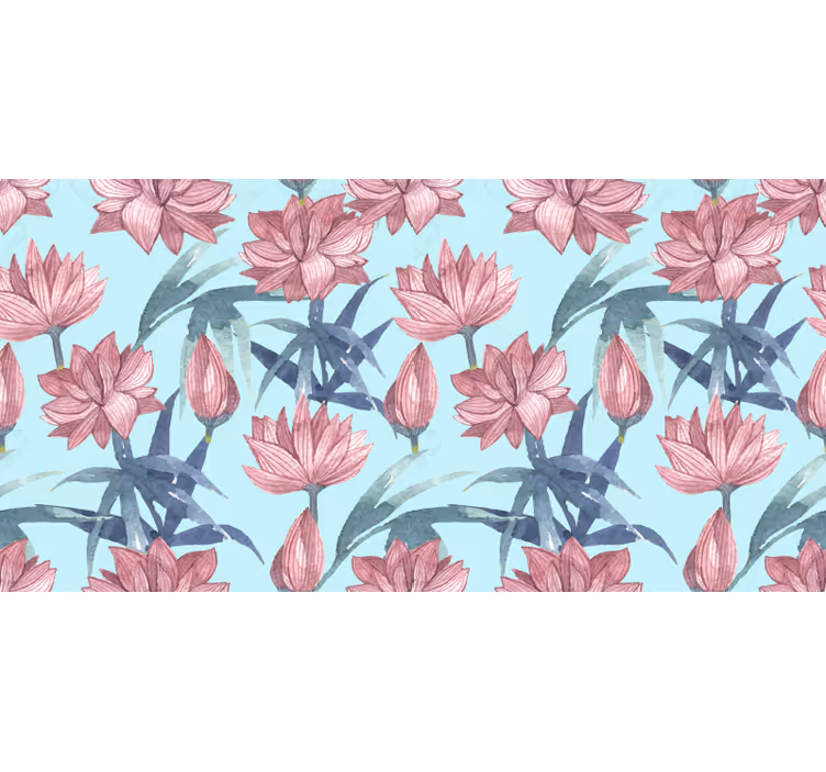 Estor estampado floral flores acuarela azul - TenVinilo