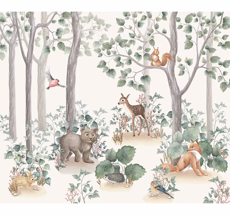 Estor enrollable para bebé animales en el bosque - TenVinilo