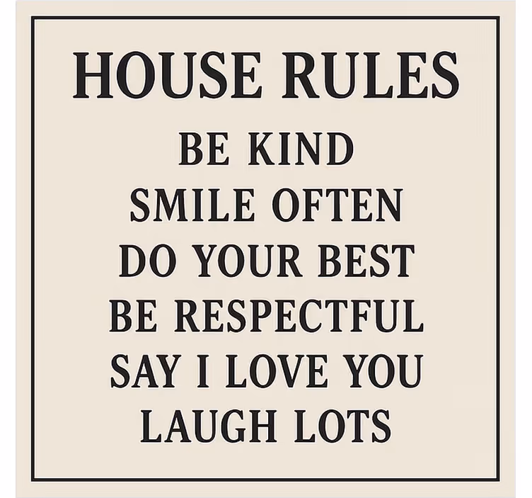 Estor enrollable frase reglas básicas del hogar - TenVinilo