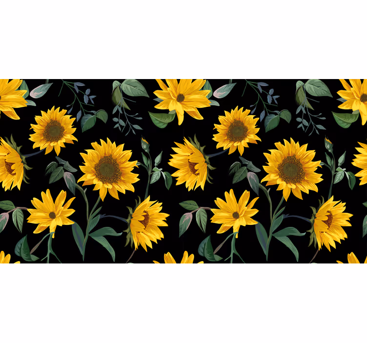 Estor enrollable negro fondo negro girasoles - TenVinilo