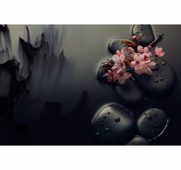 Estor enrollable baño flores y piedras zen - TenVinilo