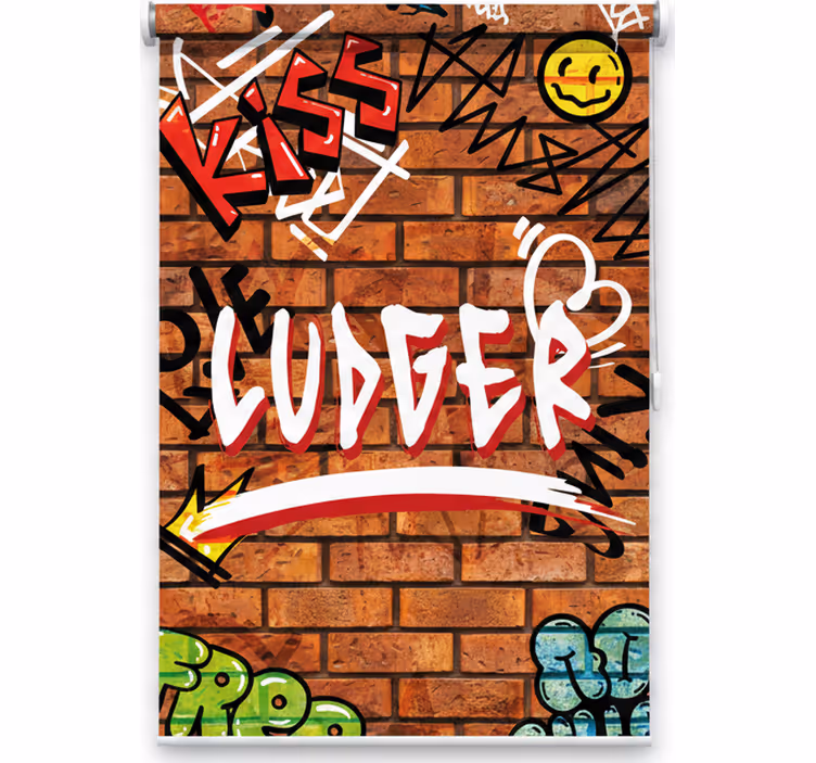 Estor enrollable juvenil graffiti en ladrillos - TenVinilo