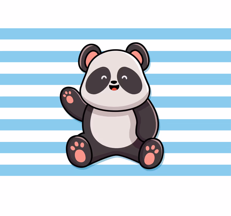 Estor enrollable divertido panda feliz sobre rayas - TenVinilo