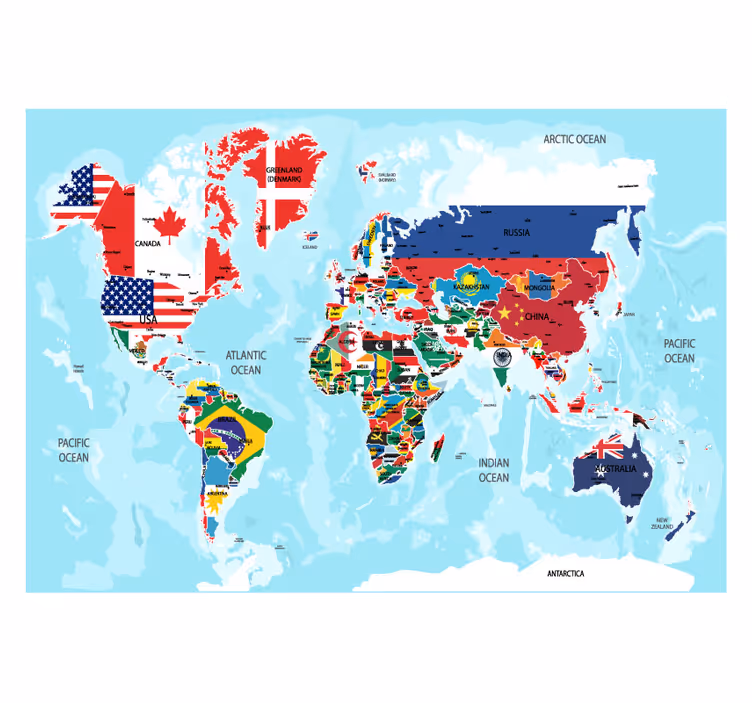 Estor enrollable mapamundi banderas de países - TenVinilo
