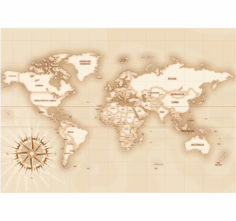 Estor enrollable mapamundi mapa mundial vintage - TenVinilo
