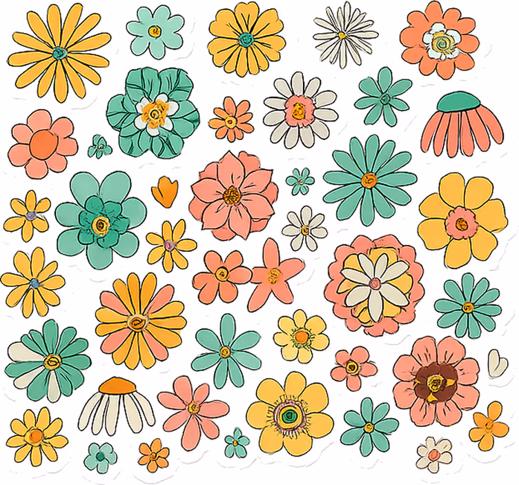 Estor habitación matrimonio colección floral retro colorida - TenVinilo