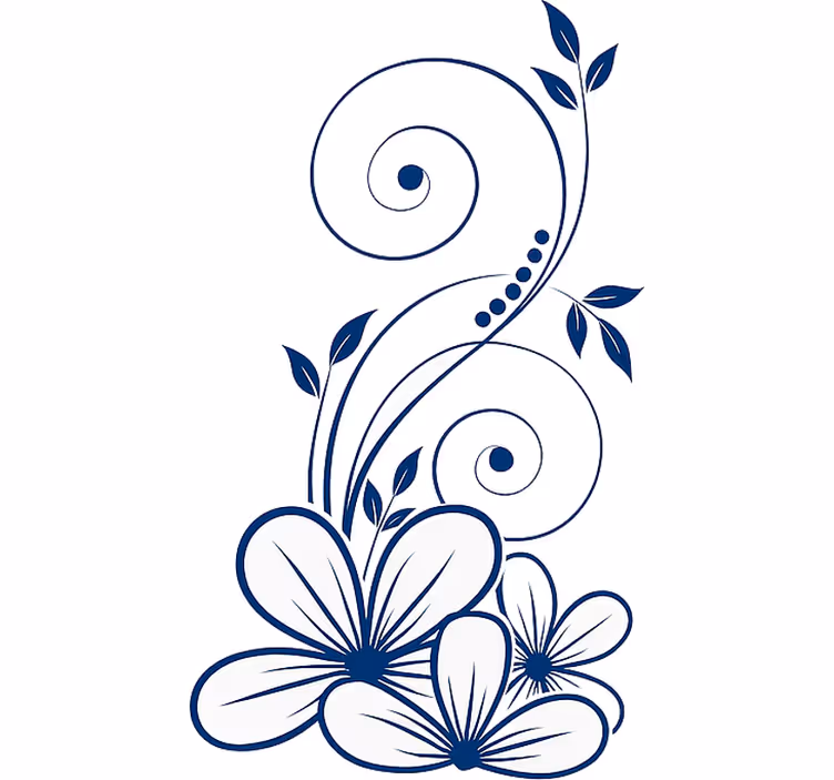 Estor estampado floral remolino floral en azul - TenVinilo
