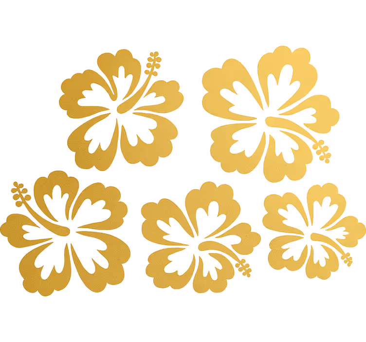 Estor estampado floral silueta de flores hibisco doradas - TenVinilo