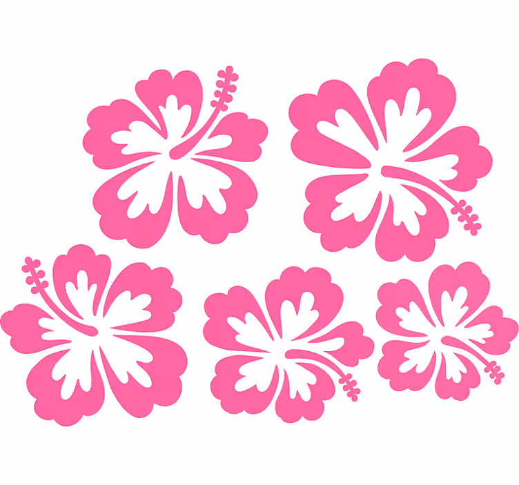 Estor estampado floral silueta de flores hibisco rosa - TenVinilo