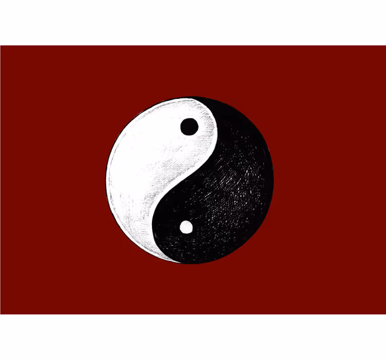 Estor enrollable zen mural dormitorio yin yang fondo rojo - TenVinilo