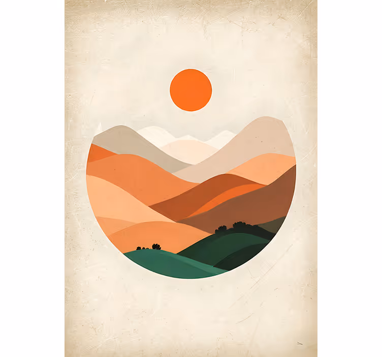 Estor enrollable naranja sol sobre las montañas - TenVinilo