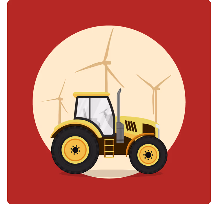 Estor enrollable rojo tractor amarillo y rojo - TenVinilo