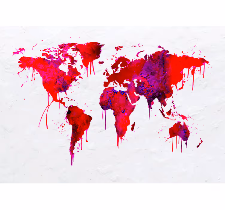 Estor enrollable rojo mapa mundial acuarela roja - TenVinilo