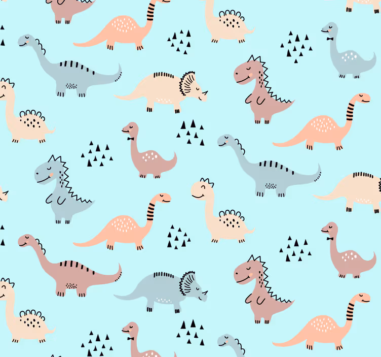 Estor enrollable para bebé fondo azul con dinosaurios - TenVinilo