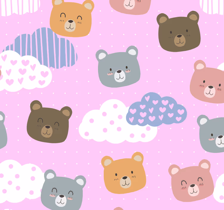 Estor enrollable para bebé oso minimalista fondo rosa - TenVinilo