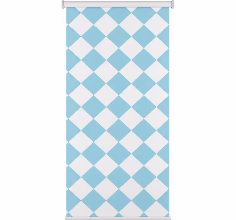 Estor enrollable pasillo diseño cuadros azul y blanco - TenVinilo