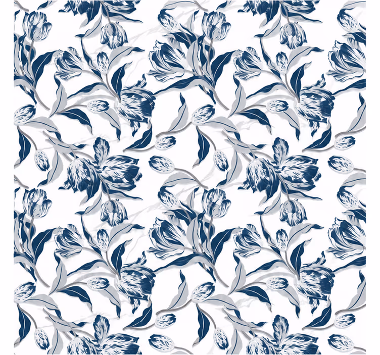Estor enrollable azul con diseño floral vintage claro - TenVinilo