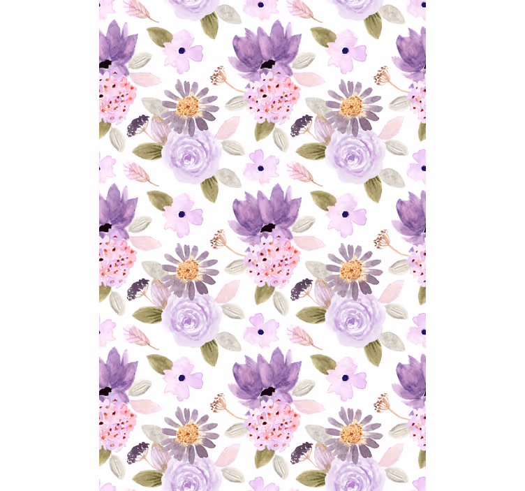 Estor estampado floral patrón de flores moradas - TenVinilo