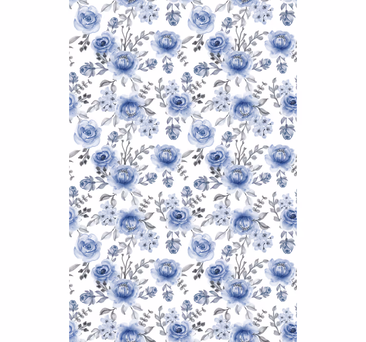 Estor estampado floral patrón floral azul - TenVinilo