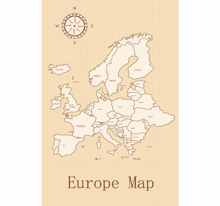 Estor enrollable mapamundi europa sobre fondo beige - TenVinilo
