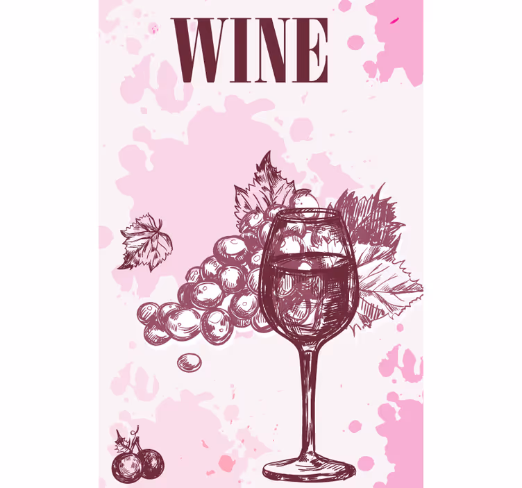 Estor enrollable románticos boceto de vino vintage - TenVinilo