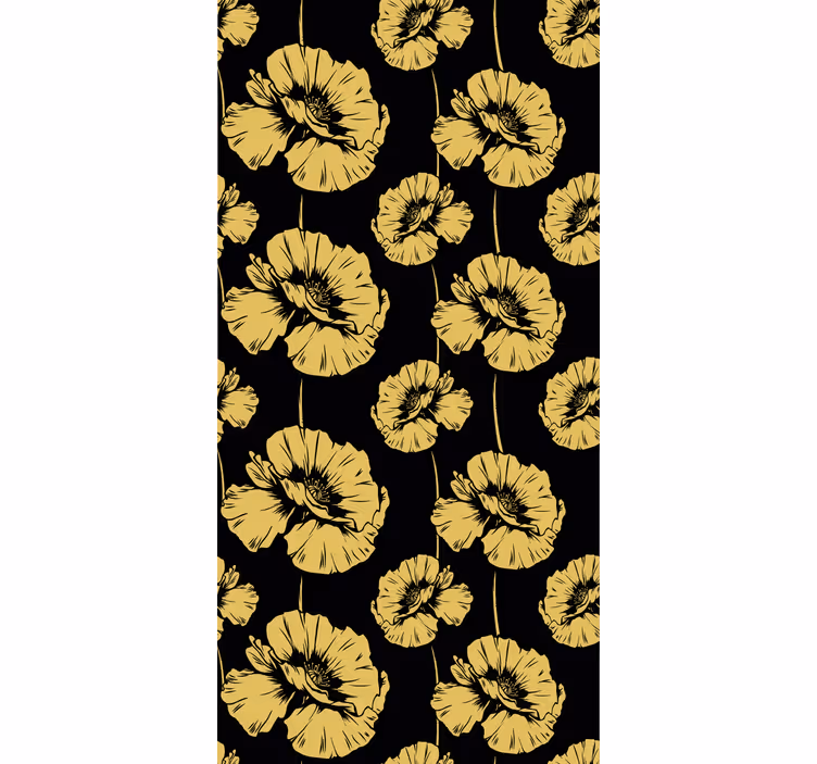 Estor estampado floral diseño amarillo y negro - TenVinilo