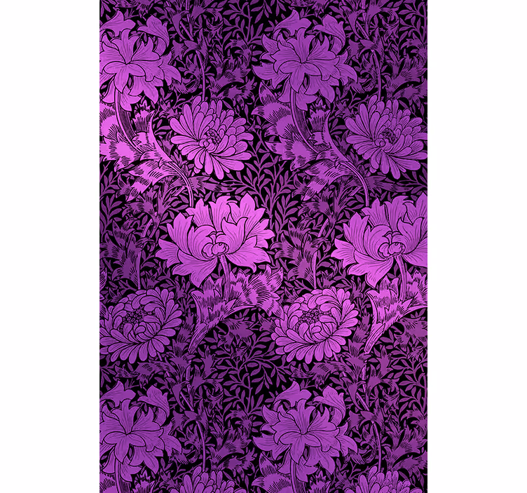Estor estampado floral motivo botánico morado - TenVinilo