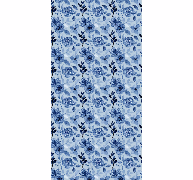 Estores enrollable flores arreglo azul - TenVinilo