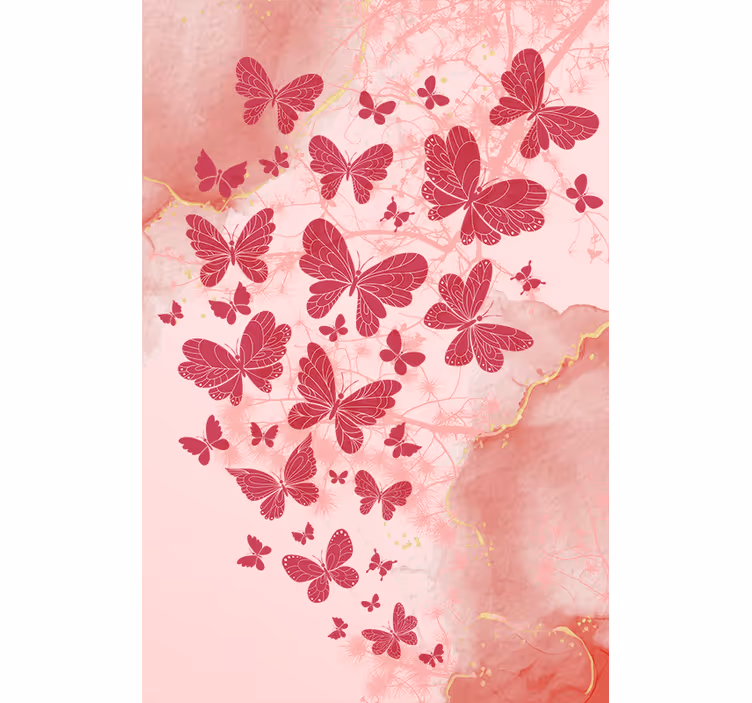 Estor enrollable mariposas arreglo de corazón rosa - TenVinilo