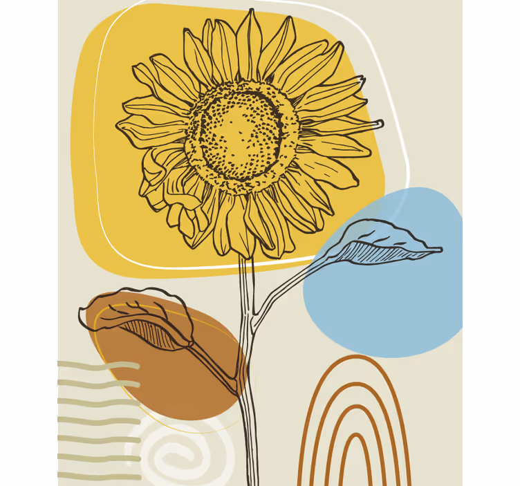 Estor enrollable flores girasol con círculos - TenVinilo