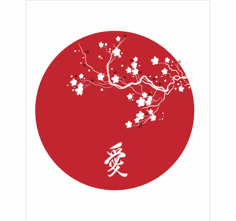 Estor estampado floral círculo de cerezo japonés - TenVinilo