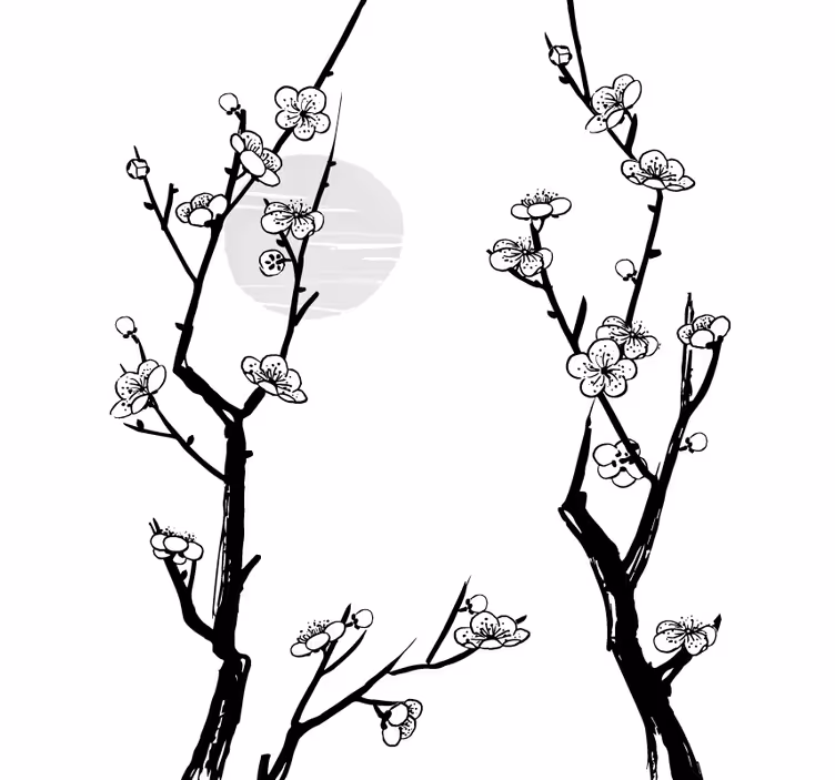 Estores enrollable flores silueta de ramas florecientes - TenVinilo