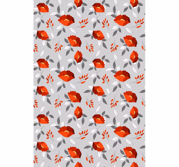 Estor estampado floral patrón rojo grisáceo - TenVinilo