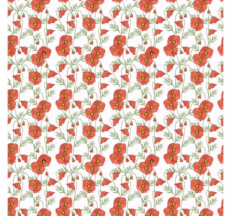 Estor estampado floral patrón de amapola roja - TenVinilo