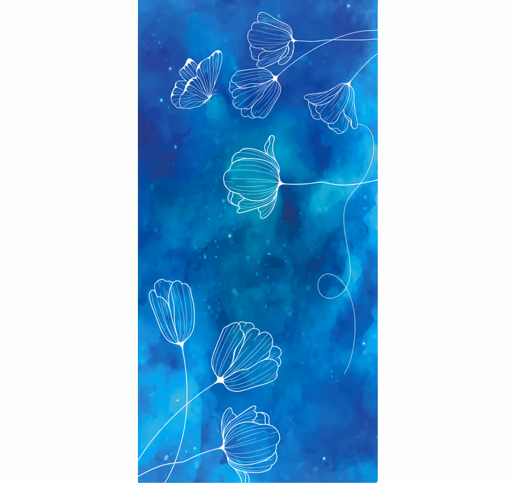 Estor estampado floral elegantes siluetas azules - TenVinilo