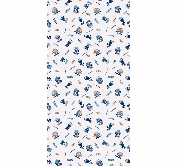 Estor estampado floral motivo de arte popular azul - TenVinilo
