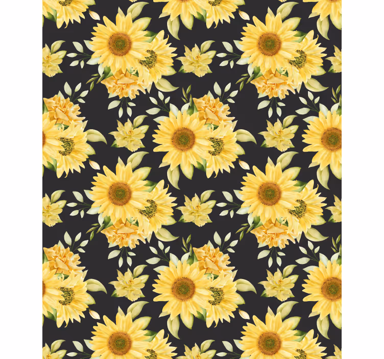 Estores enrollable flores patrón floral de girasol - TenVinilo